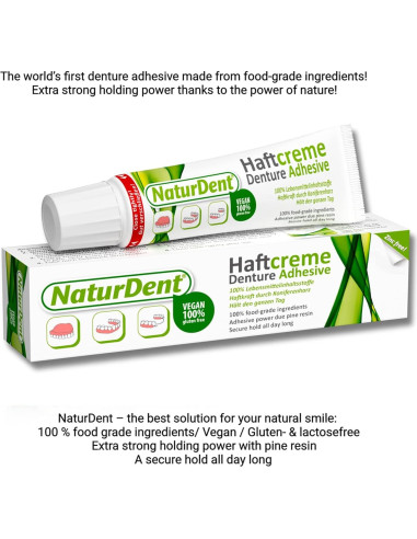 Adhesivo Natural para Dentaduras NaturDent 45g Sin Zinc