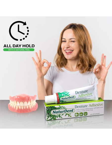 Adhesivo Natural para Dentaduras NaturDent 45g Sin Zinc
