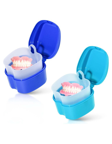 Estuche para Dentaduras KISEER 2 Piezas Azul Claro