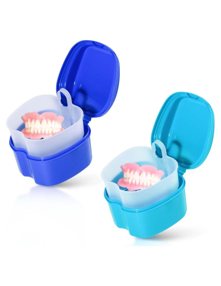 Estuche para Dentaduras KISEER 2 Piezas Azul Claro