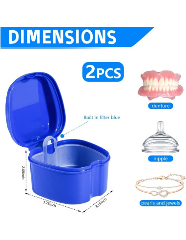 Estuche para Dentaduras KISEER 2 Piezas Azul Claro