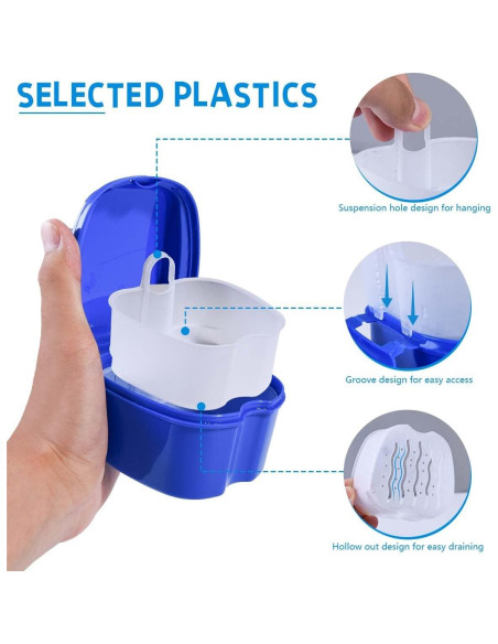 Estuche para Dentaduras KISEER 2 Piezas Azul Claro