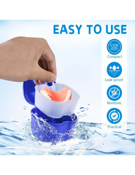 Estuche para Dentaduras KISEER 2 Piezas Azul Claro