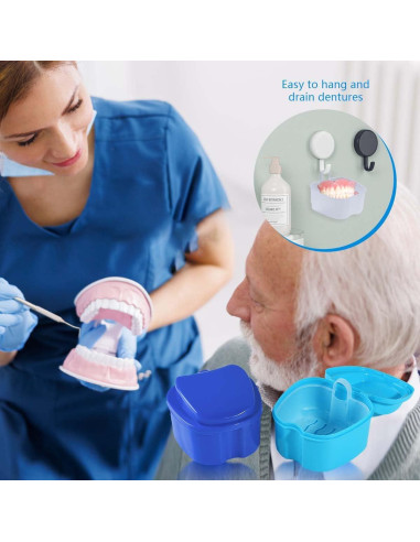 Estuche para Dentaduras KISEER 2 Piezas Azul Claro