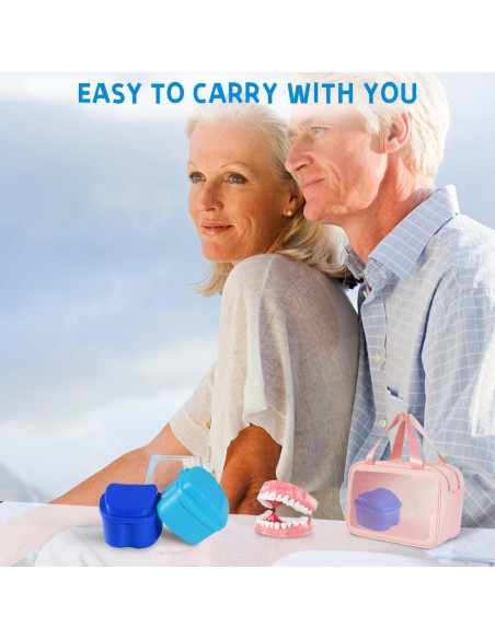 Estuche para Dentaduras KISEER 2 Piezas Azul Claro