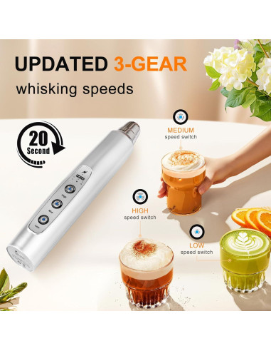 Batidor de Leche YUSWKO Recargable 800W 3 Velocidades
