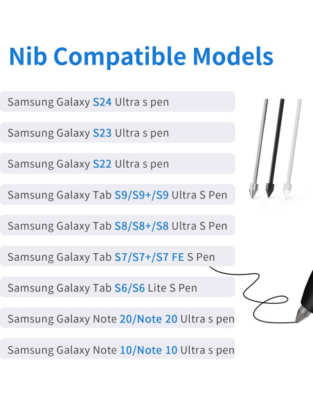 13 Puntas Reemplazo S Pen SSS-GRGB para Galaxy Tab S9/S8/S7