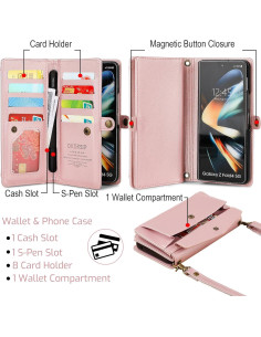 Funda Cartera DKDKSIP Rosa para Samsung Galaxy Z Fold 6 2