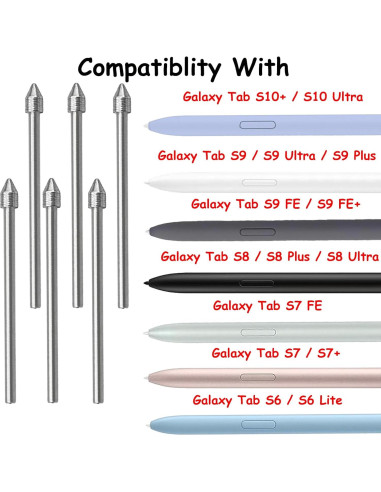 6 Puntas de Metal para S Pen Samsung Galaxy Tab S10+ S9 S8