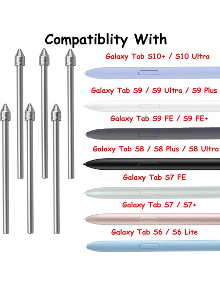 6 Puntas de Metal para S Pen Samsung Galaxy Tab S10+ S9 S8