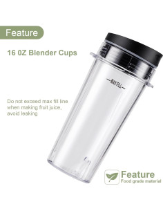 Tazas de Licuadora Ninja 16 oz 5 Piezas con Cuchilla 2