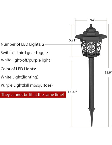 Zappers de Insectos Solares Hywean 2 Pcs a Prueba de Agua