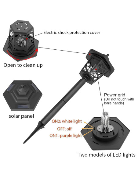 Zappers de Insectos Solares Hywean 2 Pcs a Prueba de Agua