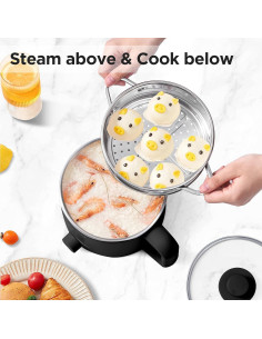 Olla Eléctrica Topwit 1.6L con Vaporera Acero Inoxidable 2