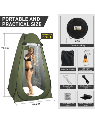 Inodoro Portátil Thallike con Carpa Privacidad 1.88 m