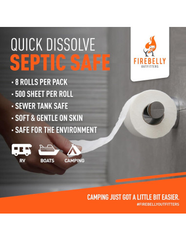 Papel Higiénico Biodegradable Firebelly 8 Rollos 2 Capas