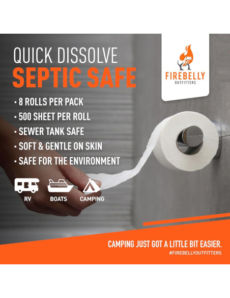 Papel Higiénico Biodegradable Firebelly 8 Rollos 2 Capas