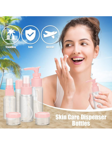 Set 18 Pzs Botellas de Viaje Silicona 90ml A prueba de Fugas