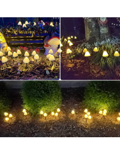 Luces de Jardín Solar OZS 2PK 32LED 16.76m Hongo Blanco Cálido 2