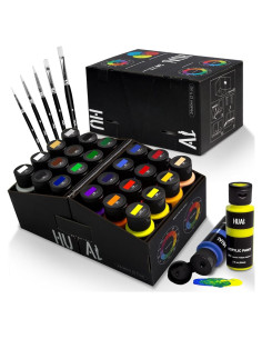 Juego de Pintura Acrílica HUAL 24 Colores 60ml con Pinceles