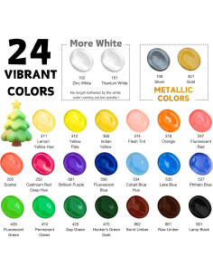 Juego de Pintura Acrílica HUAL 24 Colores 60ml con Pinceles 2