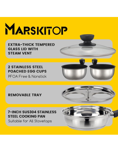 Sartén Antiadherente MARSKITOP para 2 Huevos Escalfados