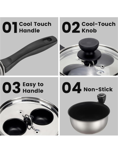 Sartén Antiadherente MARSKITOP para 2 Huevos Escalfados