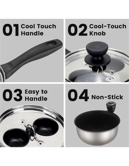 Sartén Antiadherente MARSKITOP para 2 Huevos Escalfados