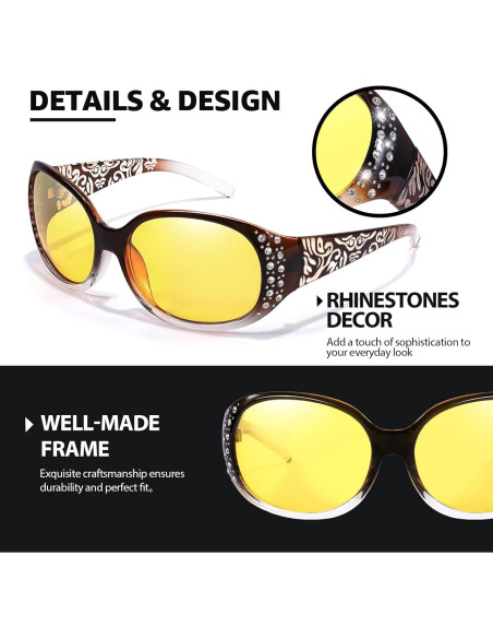 Gafas de Visión Nocturna TJUTR para Mujeres - Polarizadas Amarillas