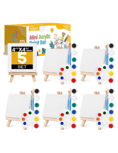 Kit de Pintura Acrílica ESRICH 5 Sets Mini Lienzos 10,16 cm