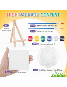 Kit de Pintura Acrílica ESRICH 5 Sets Mini Lienzos 10,16 cm 2