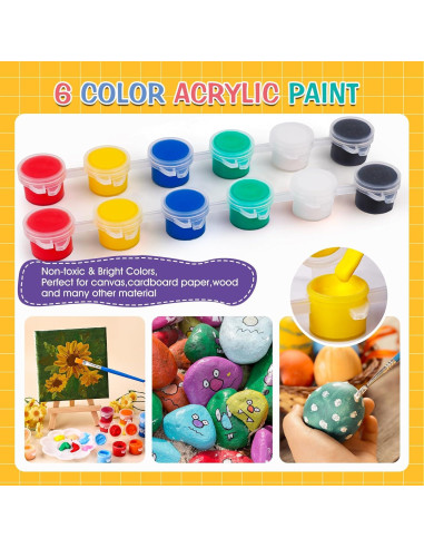 Kit de Pintura Acrílica ESRICH 5 Sets Mini Lienzos 10,16 cm