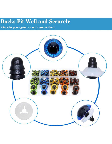 Ojos de Seguridad BESTCYC 160pcs 3 Tamaños 5 Colores