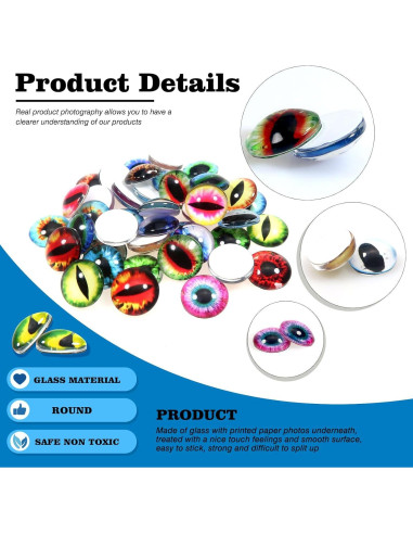 Ojos de Dragón de Vidrio TOAOB 50pcs 15mm Manualidades DIY