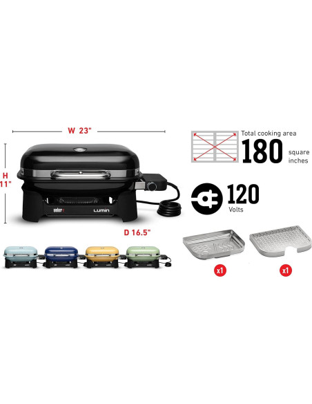 Parrilla Eléctrica Weber Lumin Compacta Negra 1560W