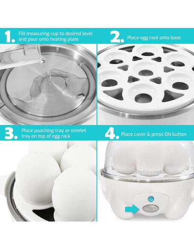 Cocinador de Huevos Elite Gourmet EGC-007, 7 Huevos, Blanco