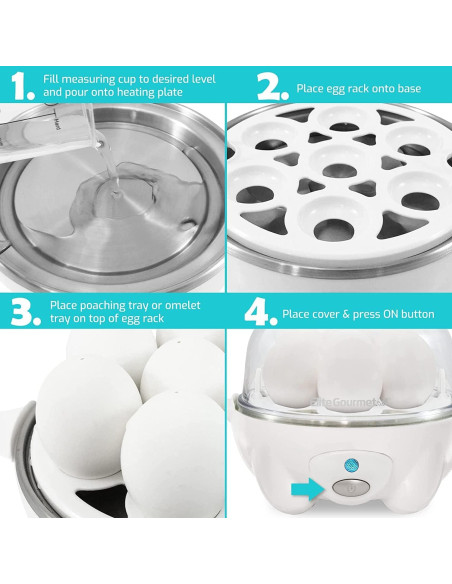 Cocinador de Huevos Elite Gourmet EGC-007, 7 Huevos, Blanco