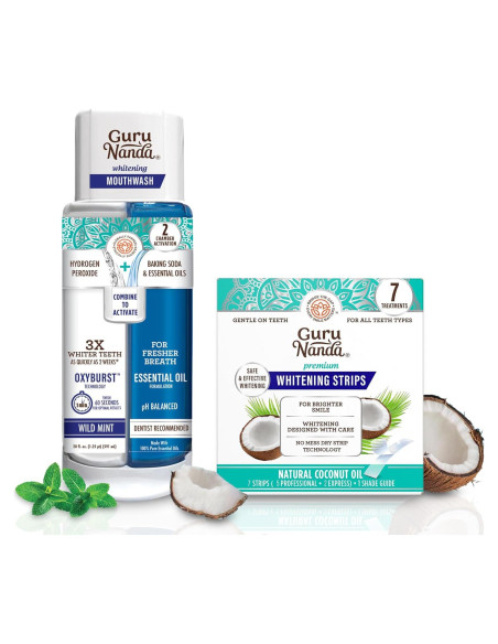 Dúo Blanqueador GuruNanda Oxyburst 591 ml + Tiras Blanqueadoras