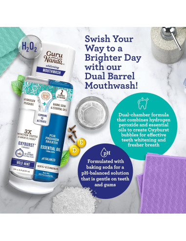 Dúo Blanqueador GuruNanda Oxyburst 591 ml + Tiras Blanqueadoras