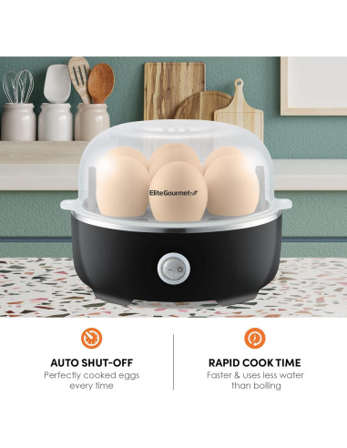 Cocedor de Huevos Eléctrico Elite Gourmet EGC115B 7 Huevos