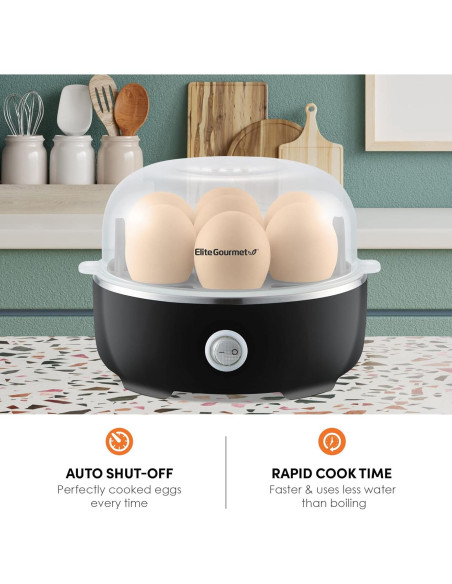 Cocedor de Huevos Eléctrico Elite Gourmet EGC115B 7 Huevos