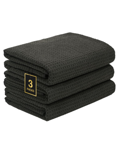 Toalla de Camping SOOWASH 3 Pzas Microfibra Negra 68x140cm