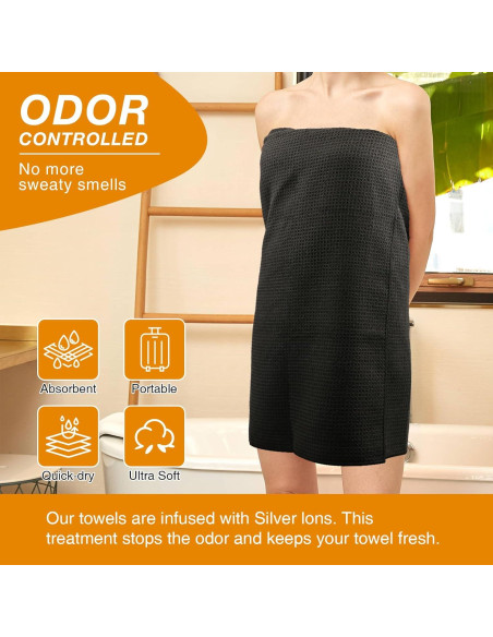 Toalla de Camping SOOWASH 3 Pzas Microfibra Negra 68x140cm