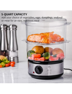 Vaporera Eléctrica OVENTE FS62S 2 Niveles Acero Inoxidable 2