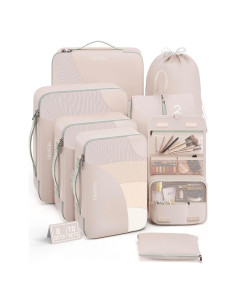 Set de 8 Cubos de Empaque OlarHike Crema para Viaje