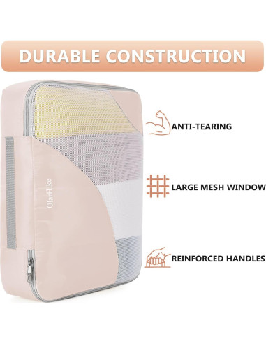 Set de 8 Cubos de Empaque OlarHike Crema para Viaje