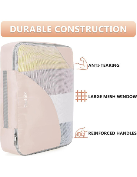 Set de 8 Cubos de Empaque OlarHike Crema para Viaje