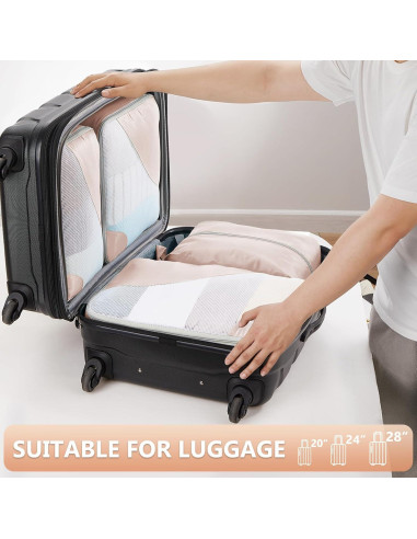 Set de 8 Cubos de Empaque OlarHike Crema para Viaje