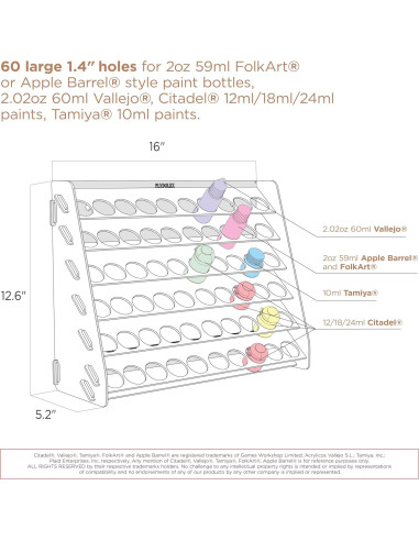 Organizador de Rack de Pintura Plydolex 60 Agujeros Acrílico