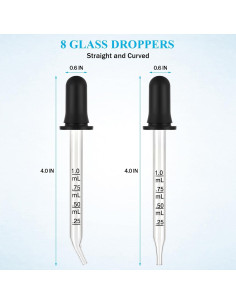 Cuentagotas de Vidrio Herain 8 Piezas 1 ml para Líquidos 2